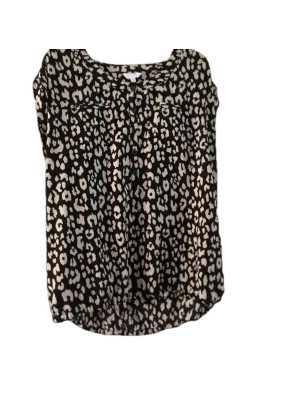 Alfred Sung Pure Short Sleeve Top large leopard print